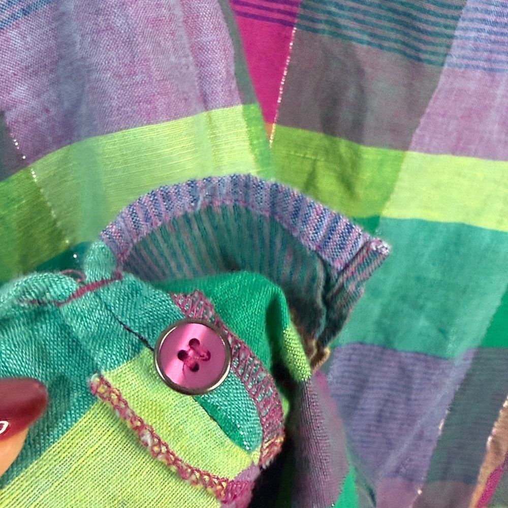 Catherines Multicolor Plaid Top with sparkle- 2X - Picture 6 of 6